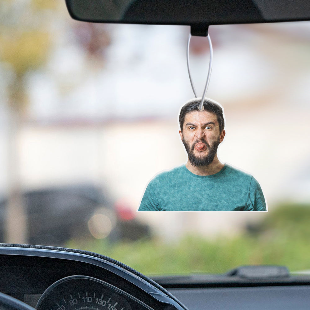 Désodorisant de voiture personnalisé avec portrait humoristique