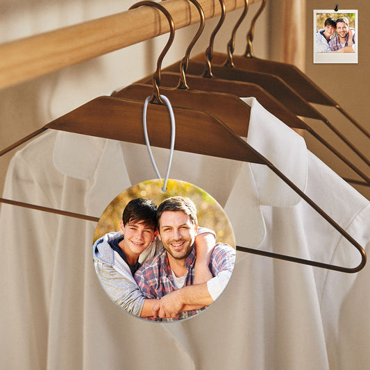 Personalized round car air freshener with photo