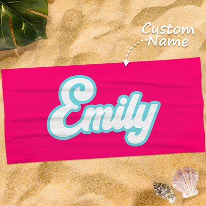 Serviette de plage personnalisée avec nom et couleur