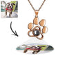 Collier personnalisé avec projection photo colorée en forme de patte, en cuivre