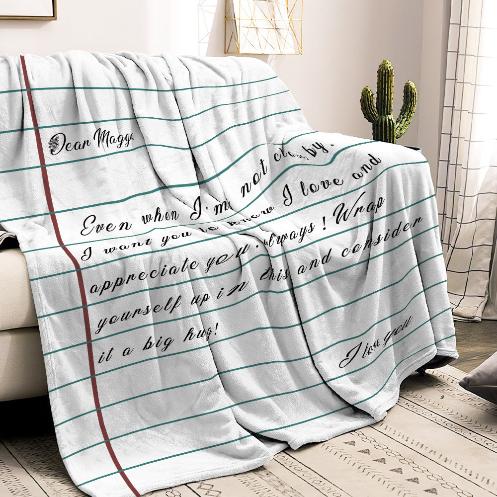 Couverture personnalisée avec lettre d'amour