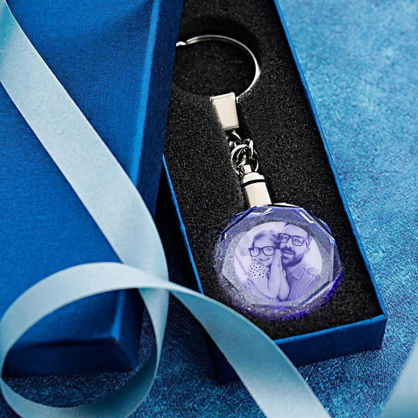 Porte-clés octogonal en cristal personnalisé avec photo