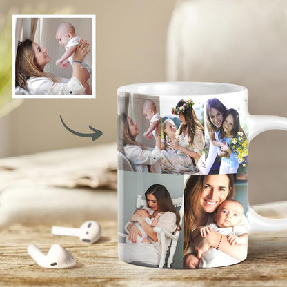 Mug en céramique personnalisé avec collage de 10 photos