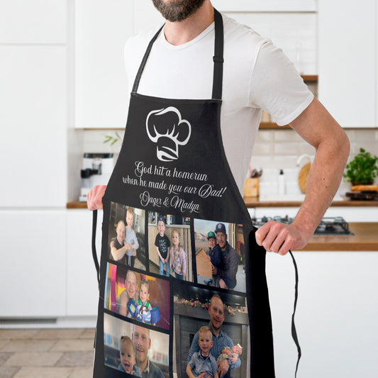 Personalized kitchen apron with photo and text, for men and women