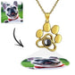 Collier personnalisé avec projection photo colorée en forme de patte, en cuivre