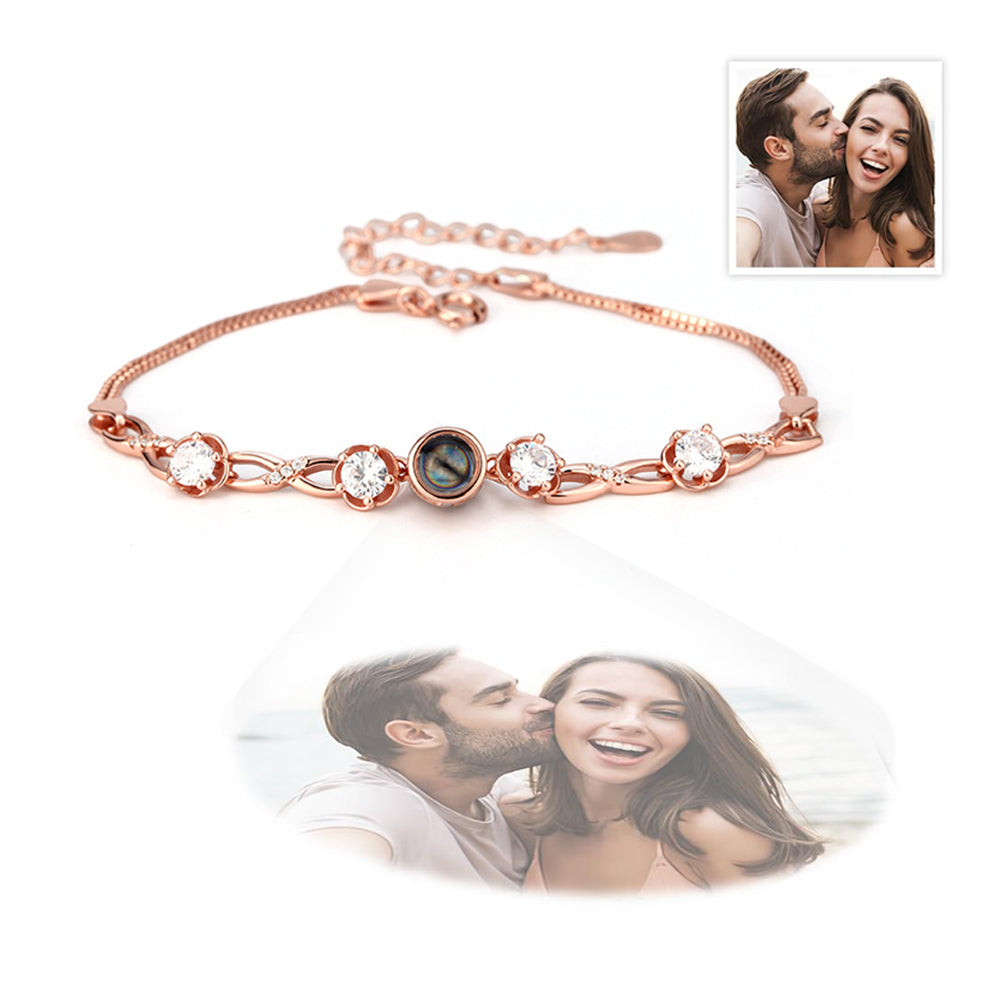 Bracelet personnalisé en argent sterling 925 avec projection photo
