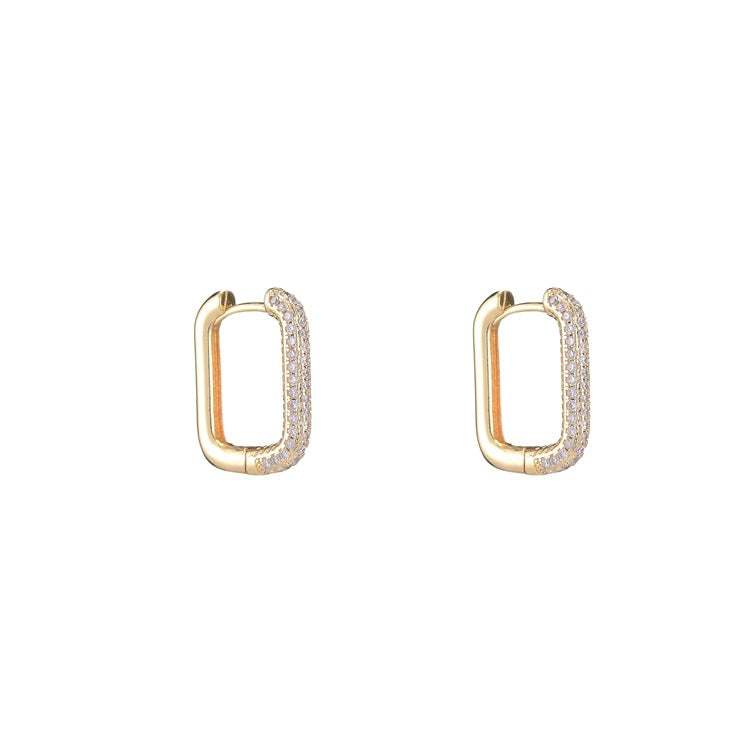 Rectangular geometric zircon earrings