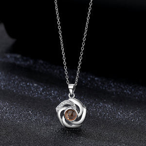 925 Silver Necklace Personalized Flower Projection Photo