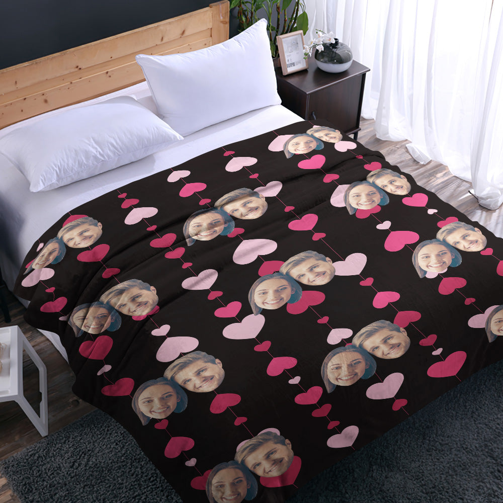 Couverture personnalisée avec visage et cœur Fun