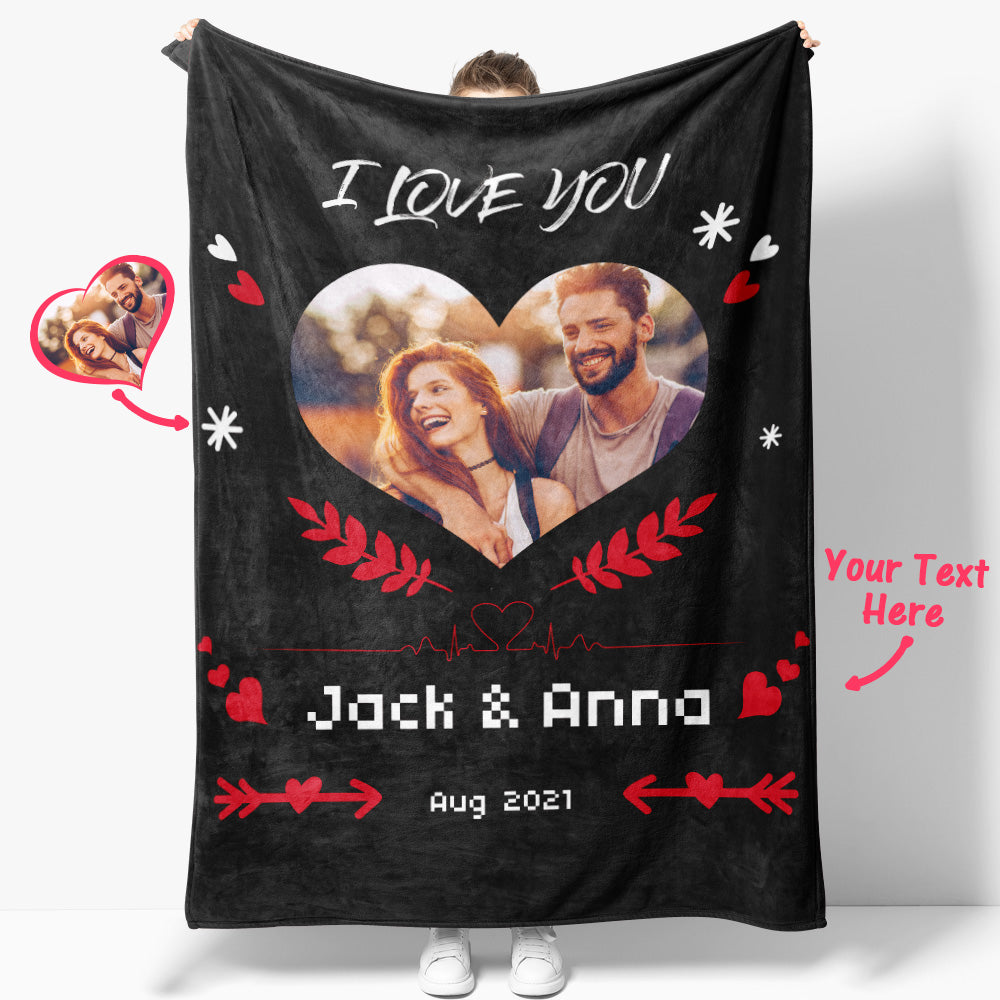 Personalized heart-shaped photo cover with "I love you"