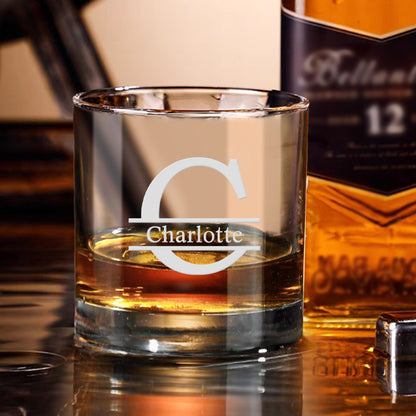 Personalized whisky glass with text