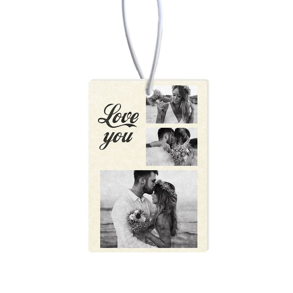Personalized rectangular car air freshener with photo collage