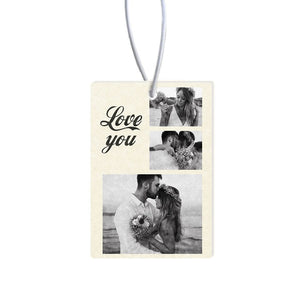 Personalized rectangular car air freshener with photo collage