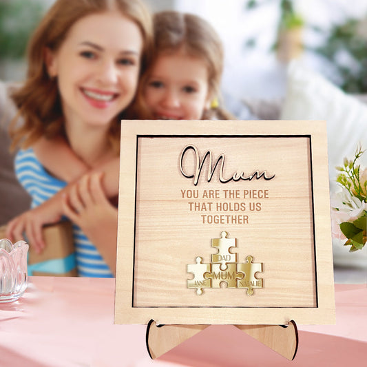 Personalized puzzle plaque for mom