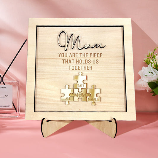 Personalized puzzle plaque for mom