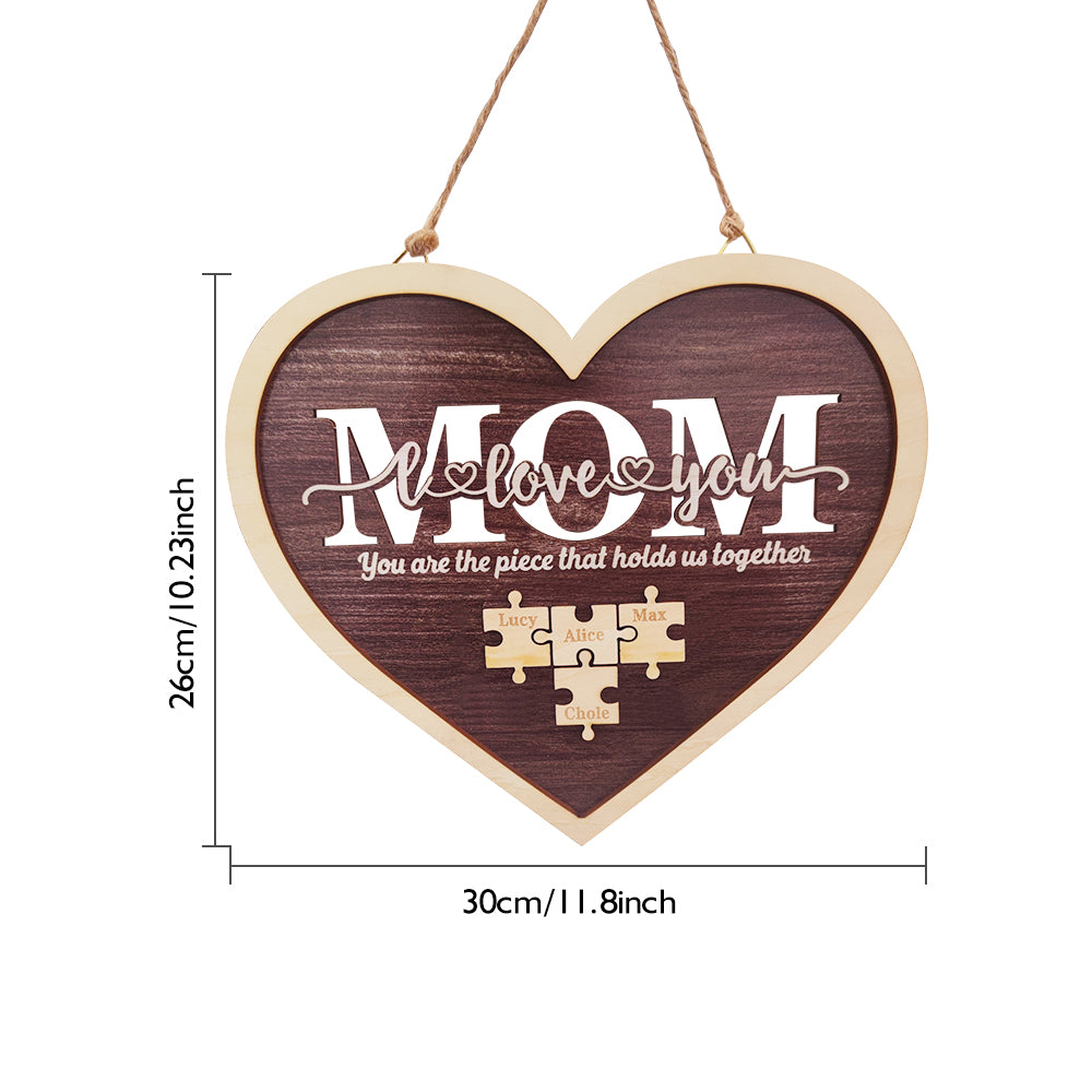 Plaque puzzle personnalisée en forme de cœur pour maman 2