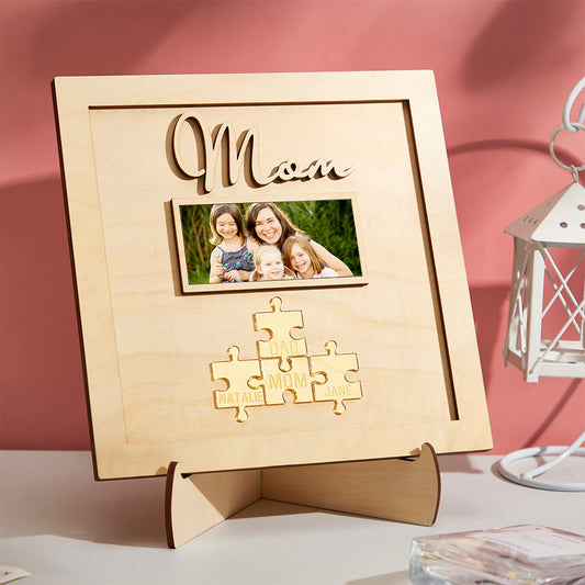 Personalized puzzle plaque with engraved photo