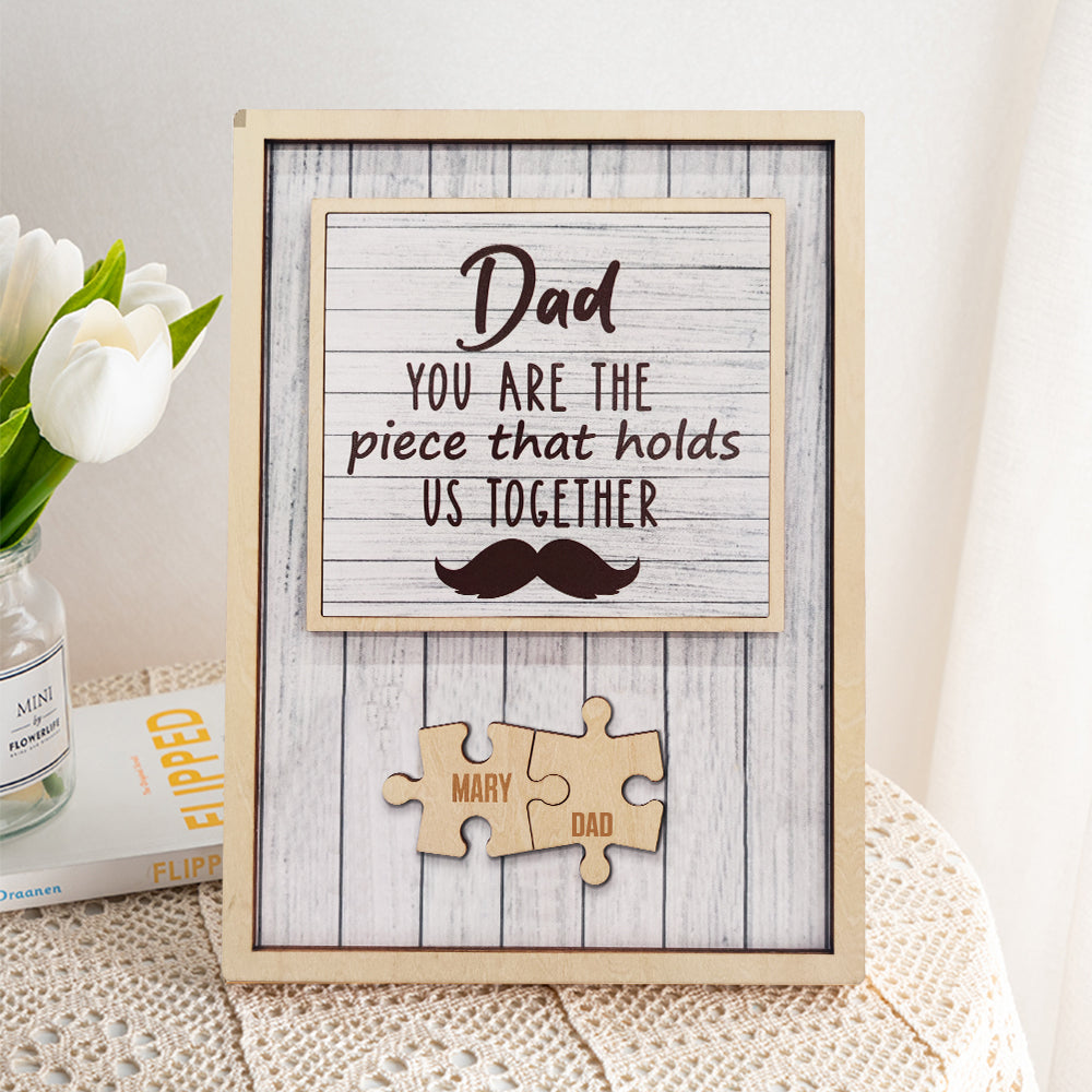 Plaque personnalisée « Puzzle pour papa » avec motif barbe 