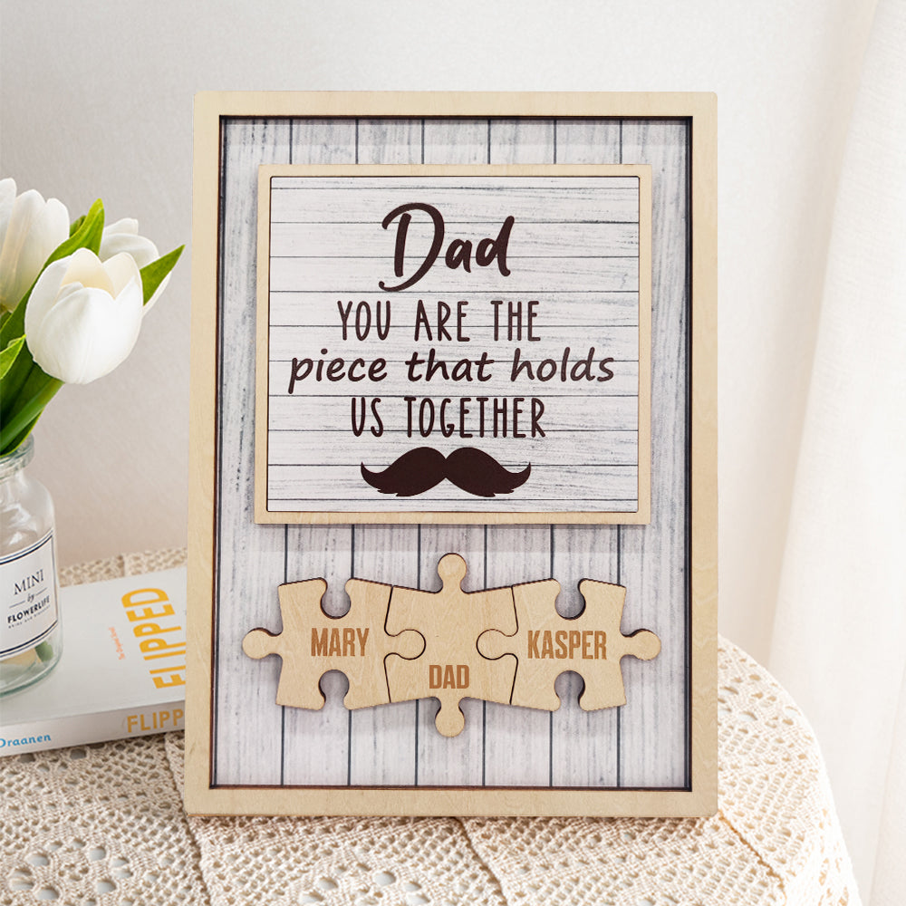 Plaque personnalisée « Puzzle pour papa » avec motif barbe 