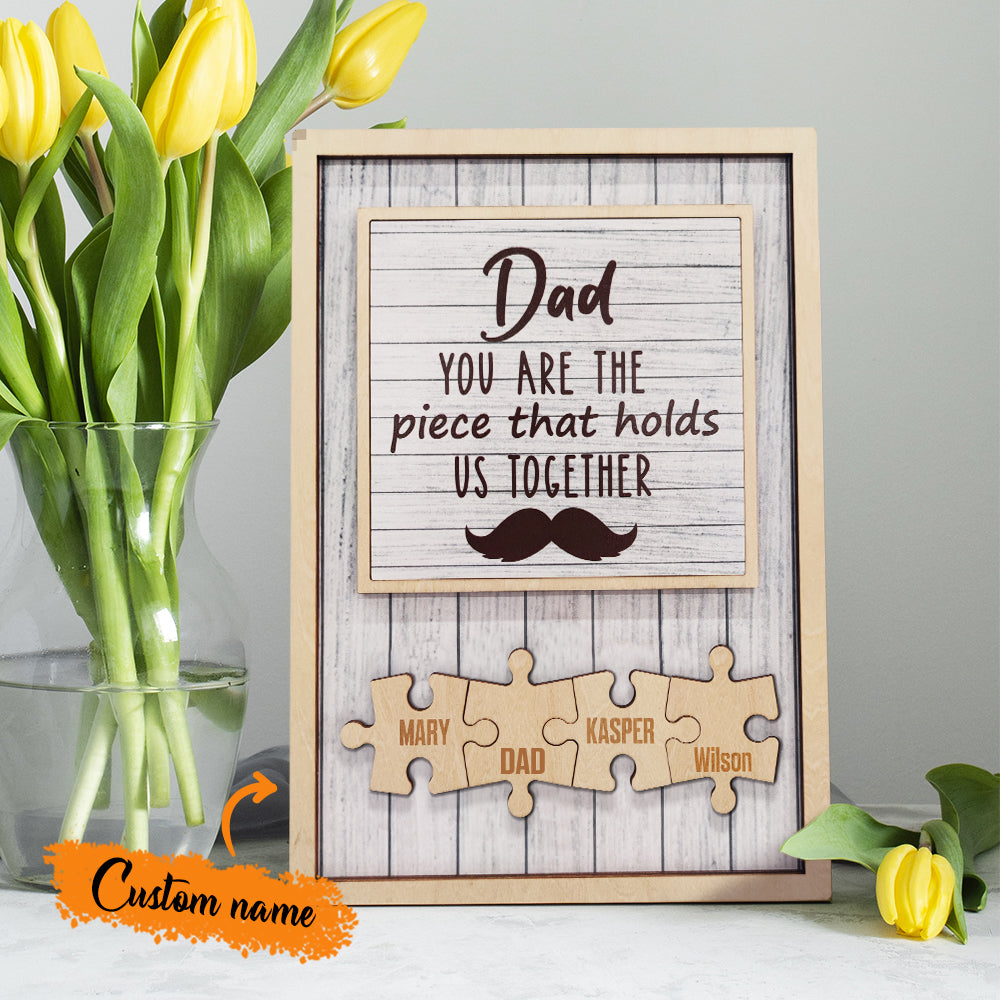 Plaque personnalisée « Puzzle pour papa » avec motif barbe 
