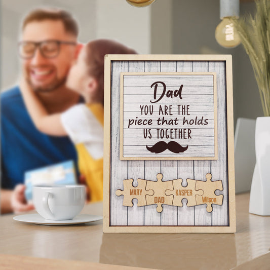 Personalized "Puzzle for Dad" plaque with beard design