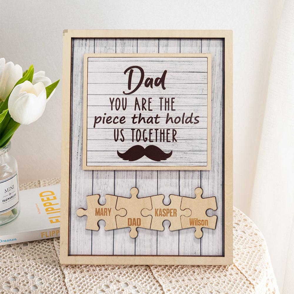 Plaque personnalisée « Puzzle pour papa » avec motif barbe 