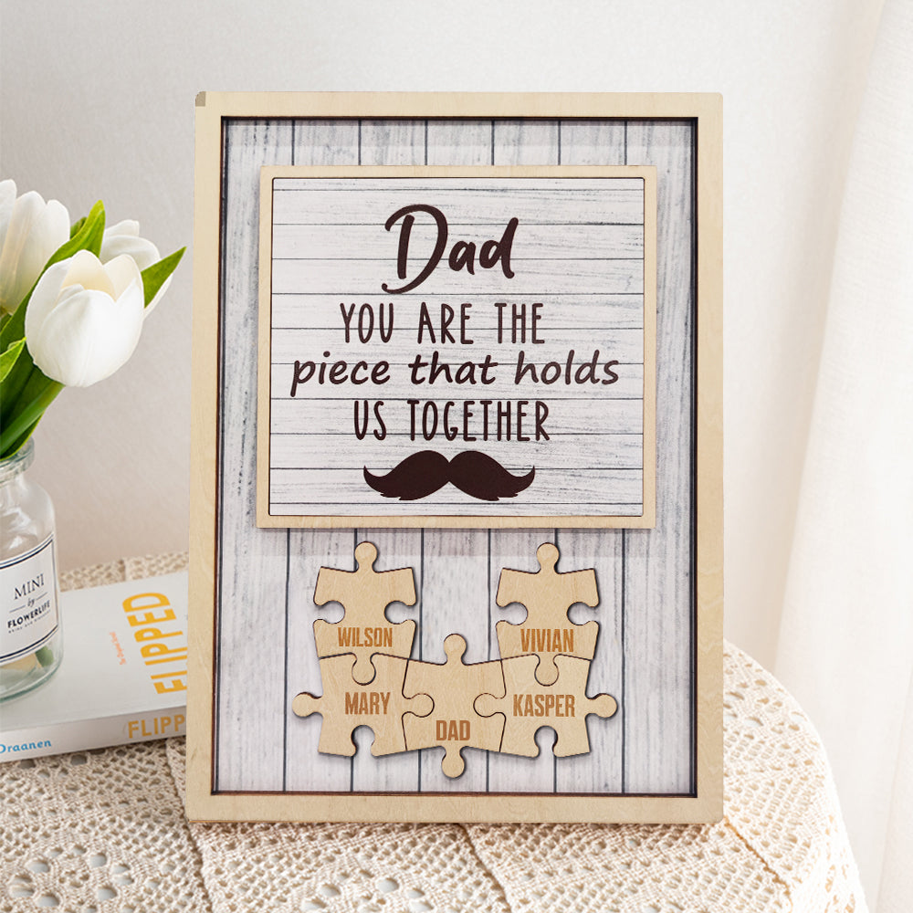 Plaque personnalisée « Puzzle pour papa » avec motif barbe 