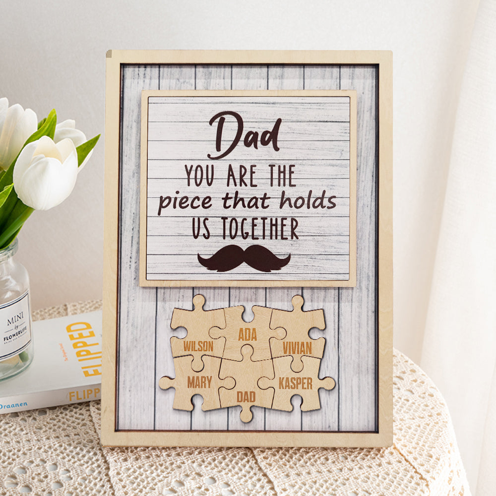 Plaque personnalisée « Puzzle pour papa » avec motif barbe 