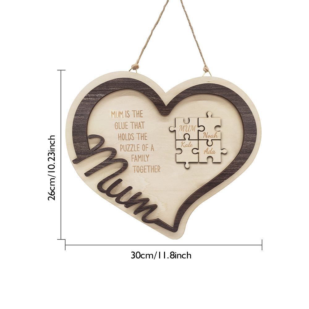 Puzzle en bois en forme de cœur personnalisé