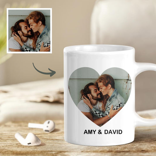 Personalized calendar mugs with name and photo (Heart)