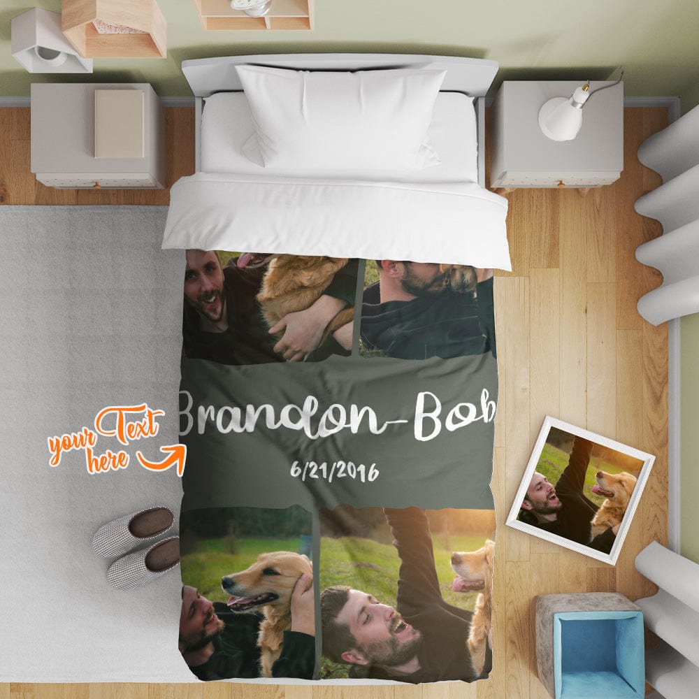 Housse de couette personnalisé avec collage photo pour lit simple 2
