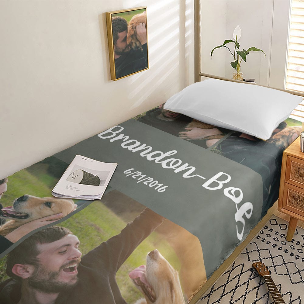 Housse de couette personnalisé avec collage photo pour lit simple 2