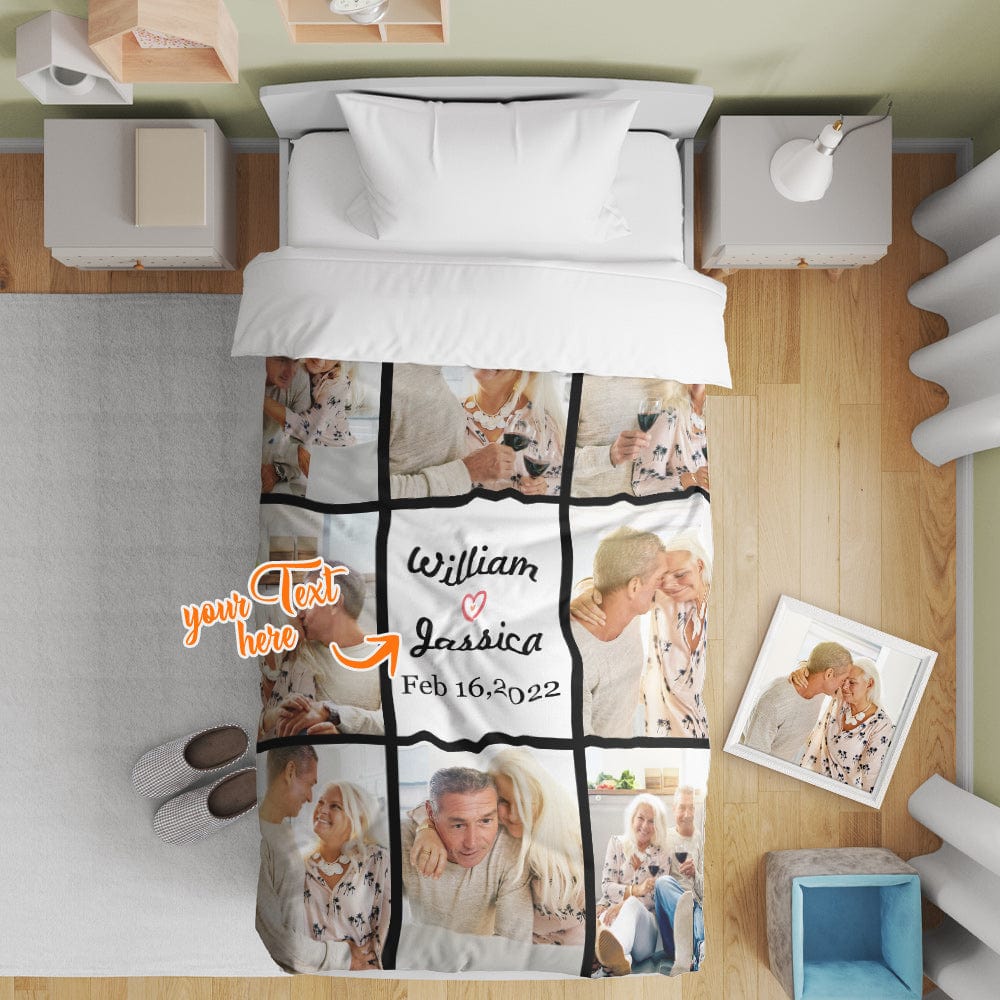 Housse de couette personnalisé avec collage photo pour lit simple 2