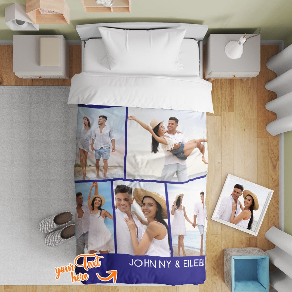 Housse de couette personnalisé avec collage photo pour lit simple 2