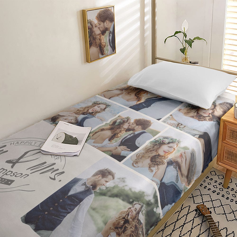 Housse de couette personnalisé avec collage photo pour lit simple 2
