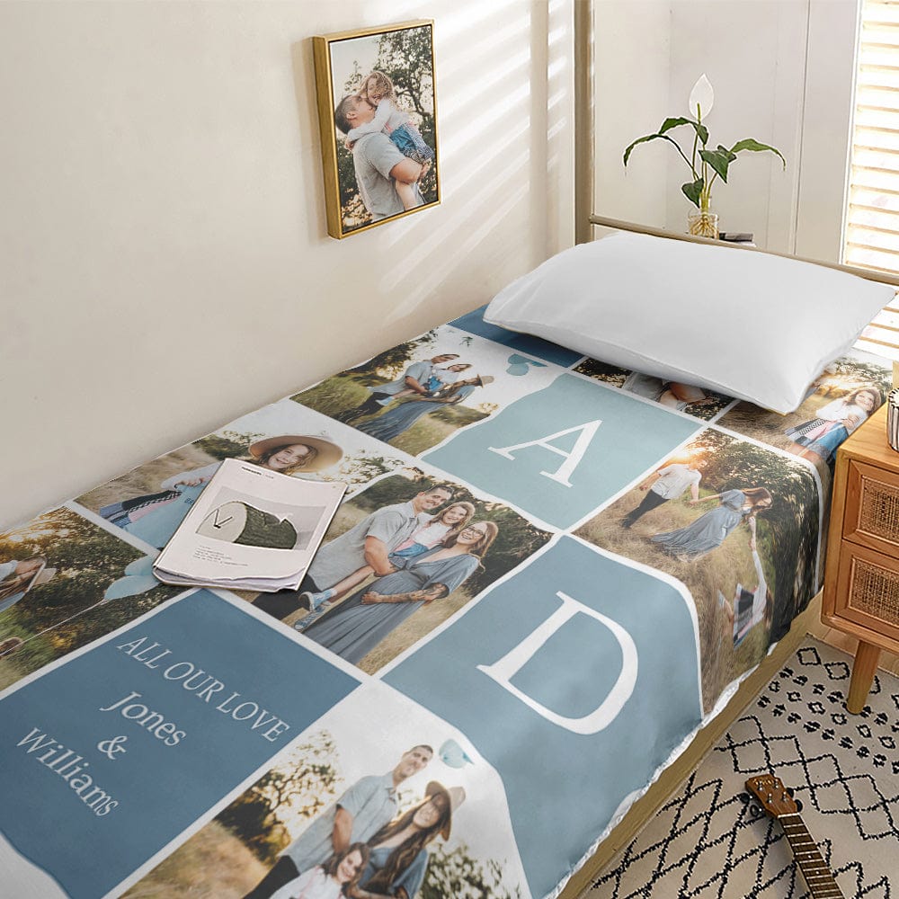 Housse de couette personnalisé avec collage photo pour lit simple 2