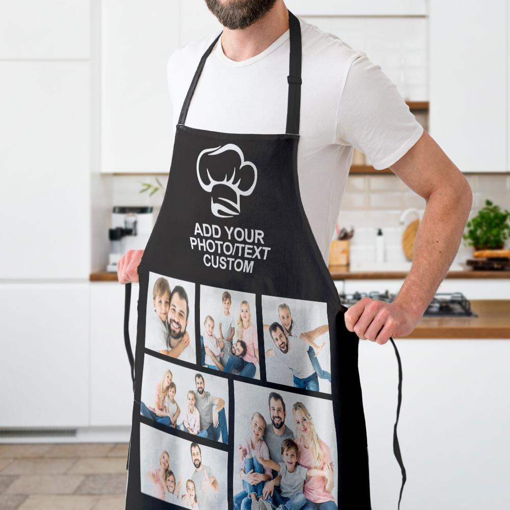 Tablier de cuisine personnalisé avec photo et texte, pour hommes et femmes