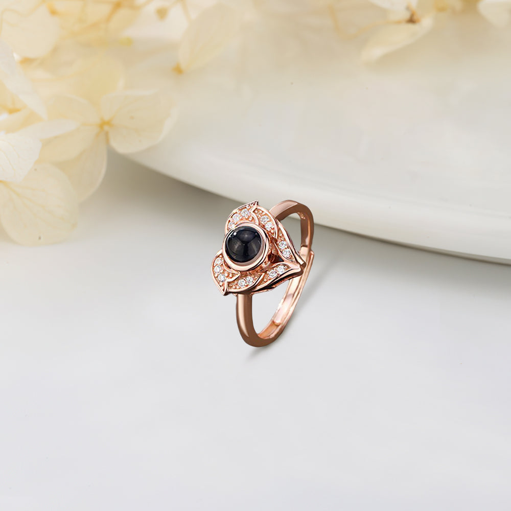 "I love you" projection ring in 100 languages ​​with personalized heart-shaped photo
