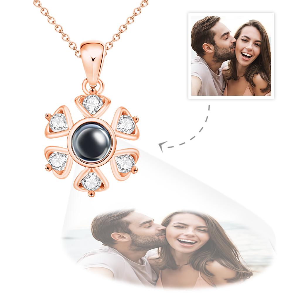 Collier de projection personnalisé avec photo de fleur en argent sterling 925