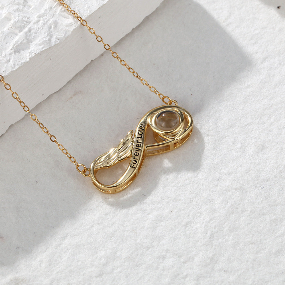 Collier infini à projection personnalisé gravé « Amour éternel »  en argent