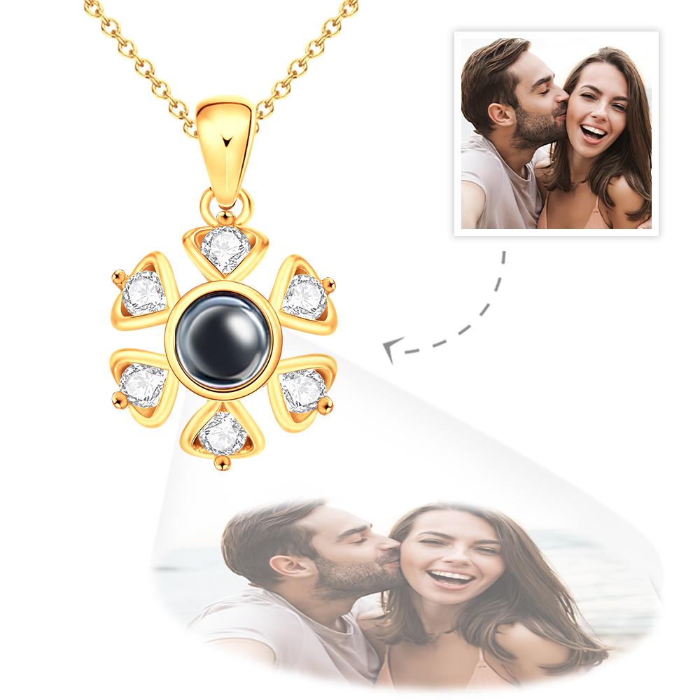 Collier de projection personnalisé avec photo de fleur en argent sterling 925