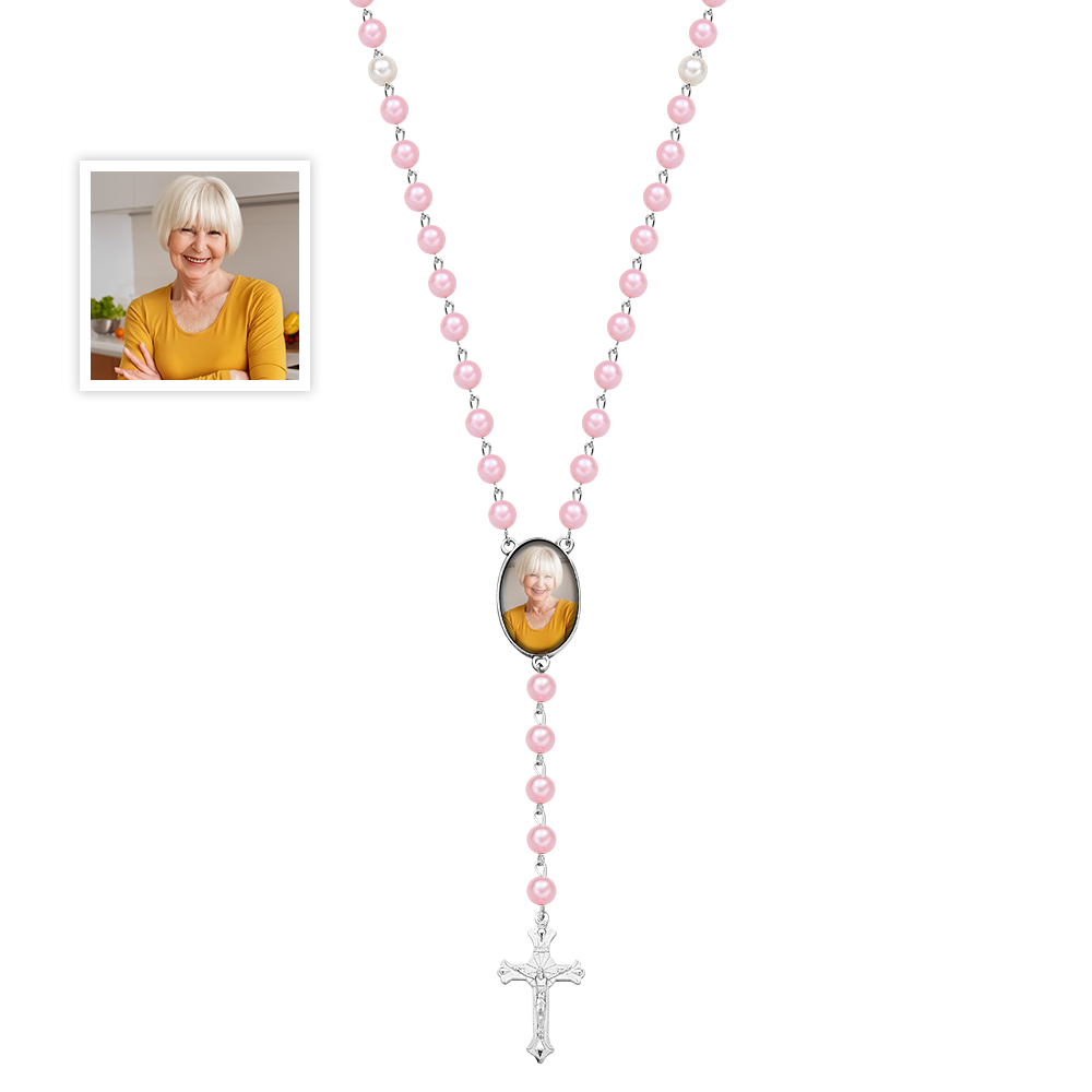Personalized rosary with photo and cross 
