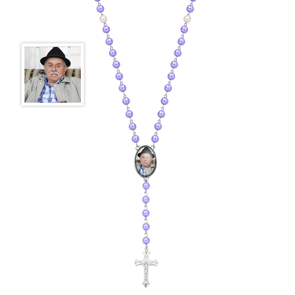 Personalized rosary with photo and cross 