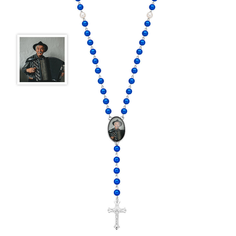Personalized rosary with photo and cross 