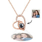 Personalized heart-shaped photo projection necklace with diamond