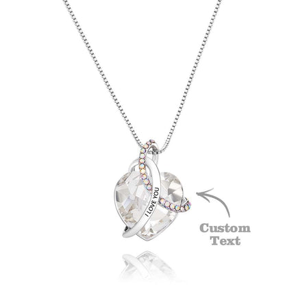Collier personnalisé gravé en cristal en forme de cœur