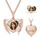 Collier médaillon gravé personnalisé, motif ailes d'ange