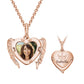 Collier médaillon gravé personnalisé, motif ailes d'ange