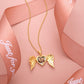 Personalized necklace with photo and engraved text, angel wings