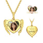 Collier médaillon gravé personnalisé, motif ailes d'ange